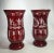 Vintage Bohemian Ruby to Clear Etched Glass Vases - a Pair For Sale - Image 4 of 8
