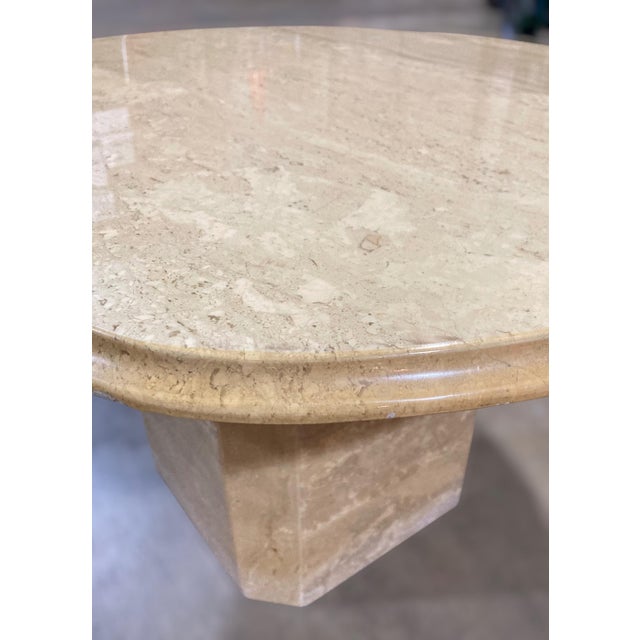 Pair of 1970s Italian Travertine Sculptural Scalloped Pedestal Tables, 27.75" For Sale - Image 11 of 18