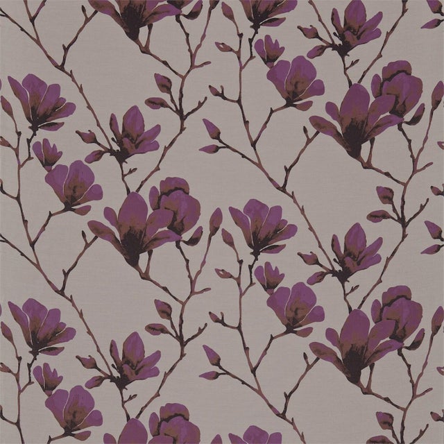 Harlequin Lotus Fabric in Bronze/Magenta - a Sample For Sale