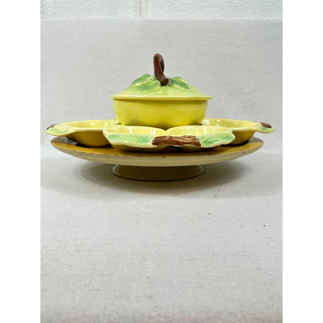 Vintage Belmar California Pear pottery serving set with Lazy Susan. This is a pre-owned item so please see all pictures...