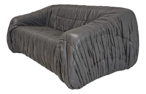 Piumino 2-Seater Sofa in Gray Leather by De Pas, d'Urbino and Lomazzi for Dalloca, 1970s