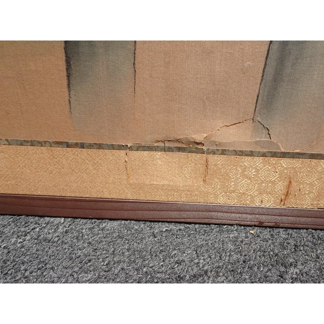 Vintage Japanese Byobu Four Panel Folding Screen Picture Caravan of Men Signed For Sale - Image 14 of 18