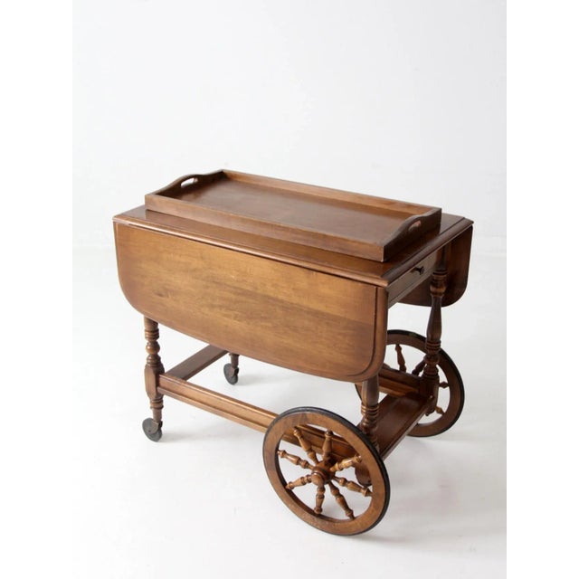 Mid Century Kling Colonial Drop Leaf Tea or Bar Cart For Sale - Image 10 of 13