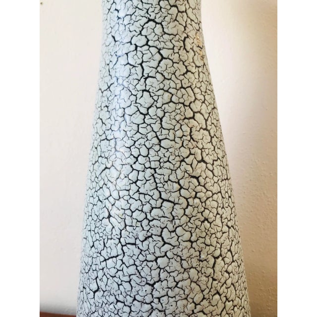 Mid-Century Modern Vintage West German Cortina Jasba Light Blue and Black Fat Lava Glaze Floor Vase For Sale - Image 3 of 7