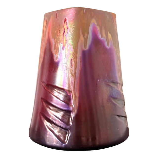 Large French Ceramic Vase with Iridescent Glaze by Clement Massier For Sale