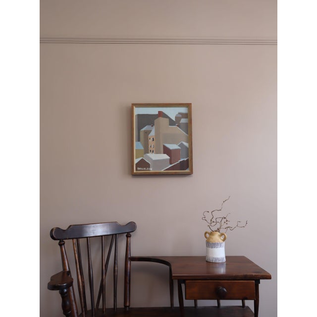 Mid-Century Modern Mid-Century Modern 'Winter Rooftops' Vintage Swedish Abstract Cityscape Oil Painting, Framed For Sale - Image 3 of 11