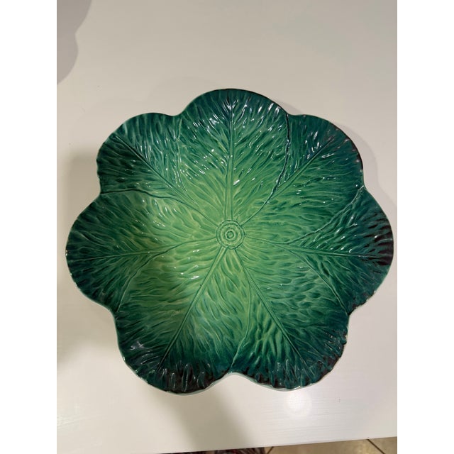 Italian Late 20th Century Italian Cabbage Leaf Serving Bowls - a Pair For Sale - Image 3 of 6