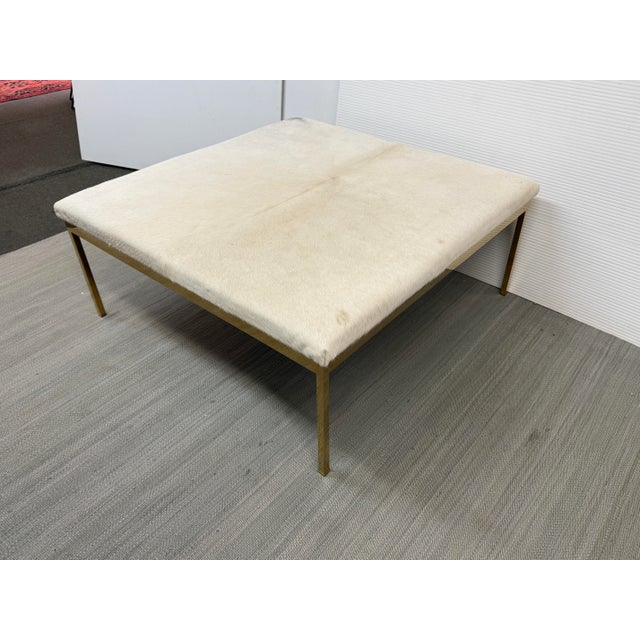 Modern Modern Square Cowhide Ottoman + Brass Frame For Sale - Image 3 of 12
