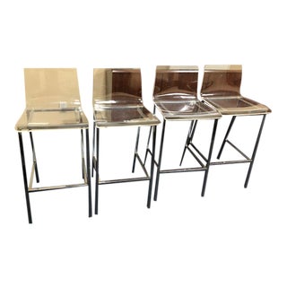 Cb2 Chiaro Clear Bar Stools- Set of 4 For Sale