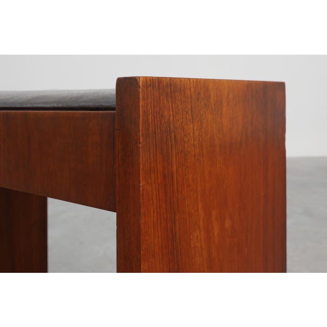Art Deco Walnut Stool with Leather Seat, Belgium, 1925 For Sale - Image 4 of 11