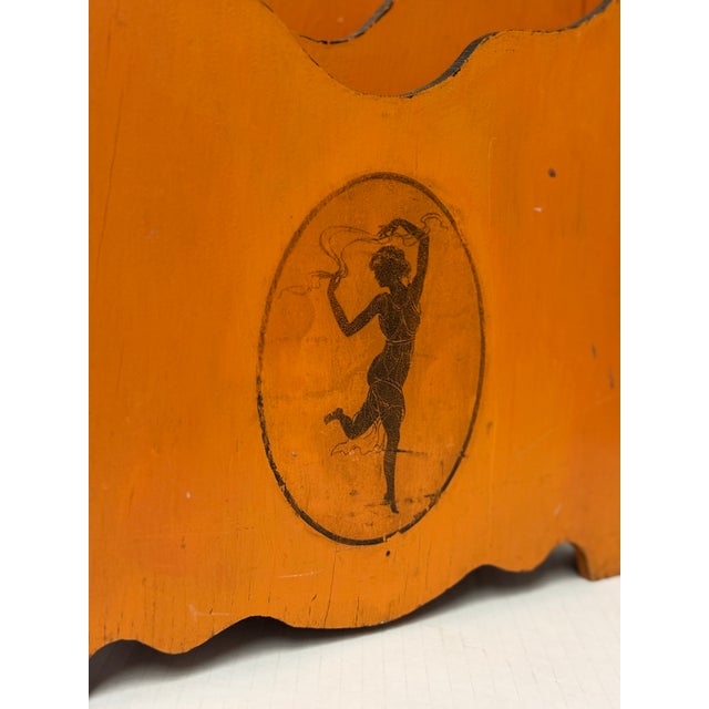 1970s Aged Vintage Magazine Holder With Greek Inspired Motif For Sale - Image 10 of 12