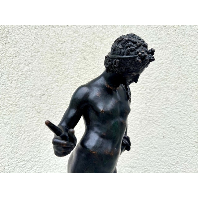Praxiteles, Large Bronze Sculpture Narcissus of Pompeii, 1890s, Bronze For Sale - Image 9 of 18