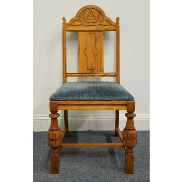 Set of 5 Vintage Antique English Revival Style Dining Side Chairs 386-7 For Sale - Image 4 of 13