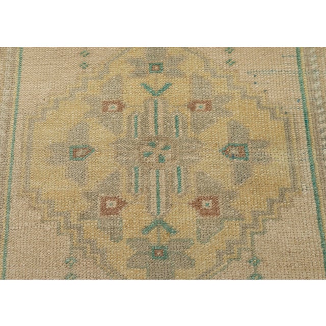 Turkish Mini Rug Oriental Hand Knotted Vintage Rug 1'11" x 3'1" #21050 For Sale - Image 4 of 8