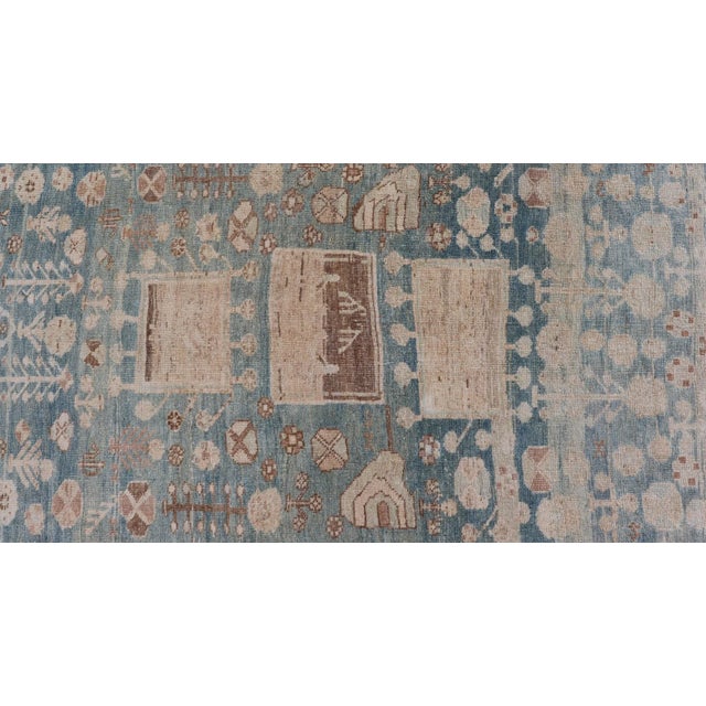 Persian Kurdish Antique Rug With Tribal Design in Light Blue, Teal, and Cream For Sale - Image 9 of 11