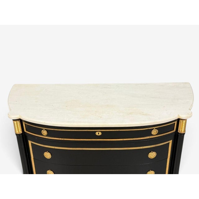 Maison Jansen Style, Louis XVI Bow Front Chest, Ebonized Wood, France, 1900s For Sale - Image 12 of 17