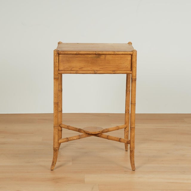 Wood Pair of Antique English Pine Faux Bamboo Stands For Sale - Image 7 of 17