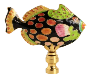 Spotted Reef Fish Lamp Finial in Black