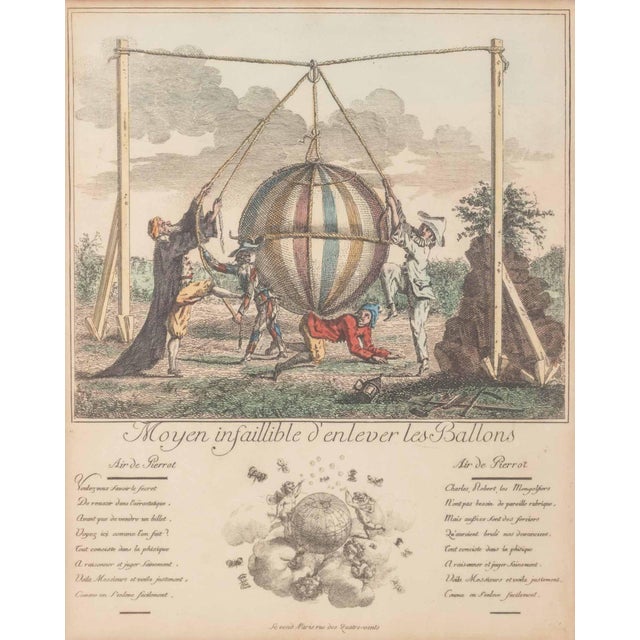 French Ballooning Hand-Colored Etchings, 3 For Sale - Image 14 of 17