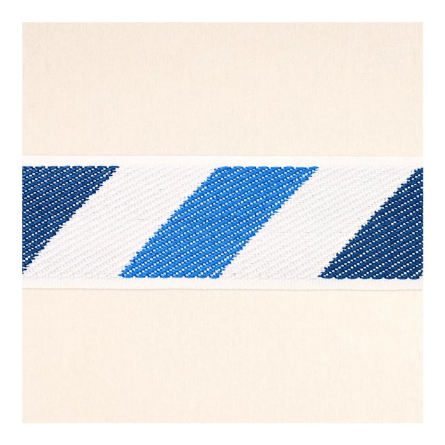 Sample - Schumacher Airmail I Indoor/Outdoor Tape, Blue & Blue For Sale