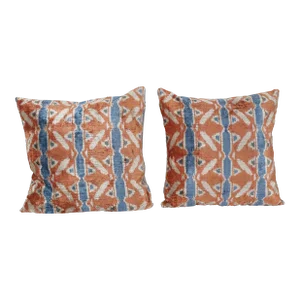 Striped Silk Ikat Velvet Pillow Cover - a Pair