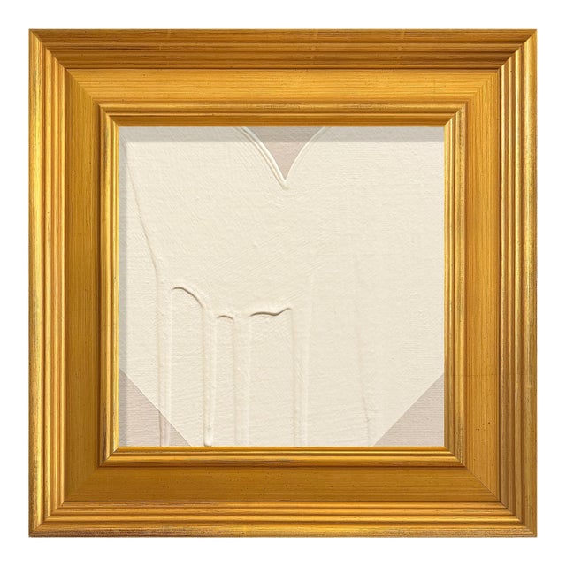 Heart Painting Titled Mini Petite Heart Taupe Cream by Artist Ron Giusti For Sale