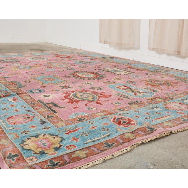 Jewel Toned Modern Turkish Oushak Rug For Sale - Image 11 of 12