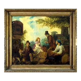 1800s Antique "Outdoor Scene", With Figures, W. Bromley (Uk), Oil Painting!! For Sale