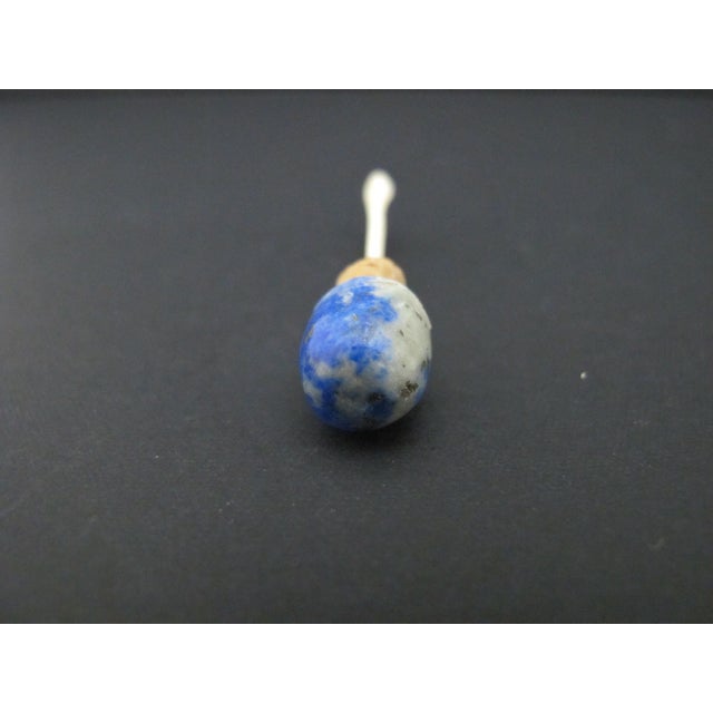 Chinese Carved Natural Lapis Lazuli Leaves Snuff Bottle For Sale - Image 10 of 10