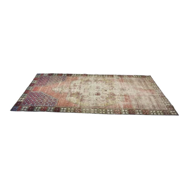 Vintage Oushak Handknotted Floral Carpet For Sale
