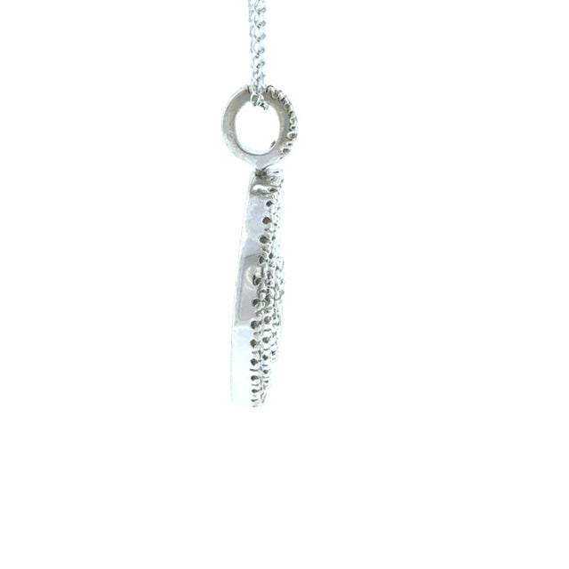 Traditional 14k White Gold 1.26ct Diamond Circle Pendant on Adjustable 16"-18" Chain For Sale - Image 3 of 5