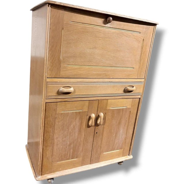 Vintage Secretaire in Oak For Sale - Image 4 of 9
