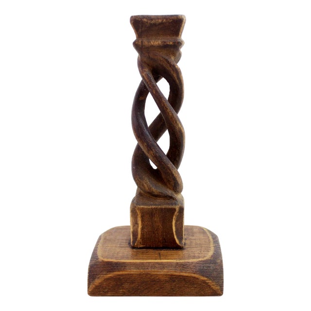 French Carved Wood Candleholder, 1950 For Sale