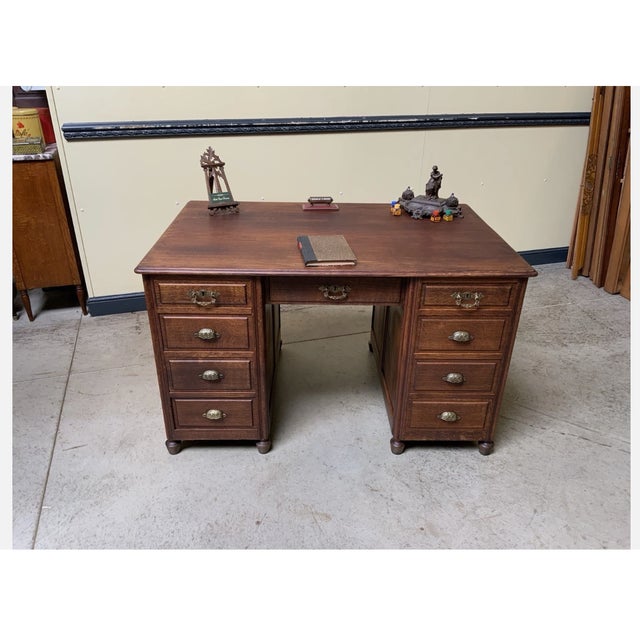 Antique Art Nouveau Freestanding Desk, 1915 For Sale - Image 9 of 12