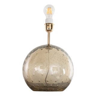 Murano Glass Spherical Lamp Base Table Lamp in Straw Color, Italy, 1980s For Sale