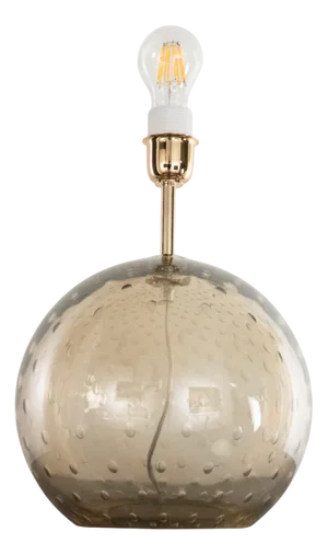 Murano Glass Spherical Lamp Base Table Lamp in Straw Color, Italy, 1980s
