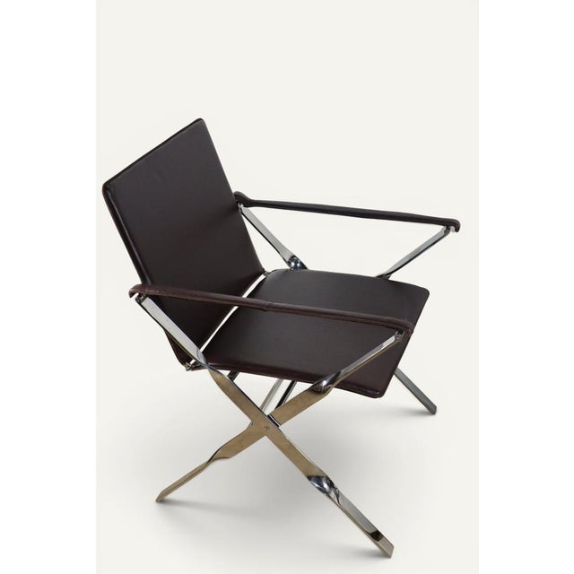 Leather and Chrome-Plated Metal Armchairs, Italy, 1970, Set of 2 For Sale - Image 10 of 18
