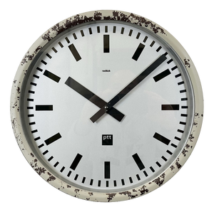 Grey Industrial Station Wall Clock from Nedklok, 1960