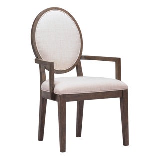 Mila Dark Brown and Beige Performance Fabric Arm Chair For Sale