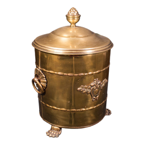 Antique Coal Bin, English, Brass, Fireside Log Store, Kindling Basket, Edwardian