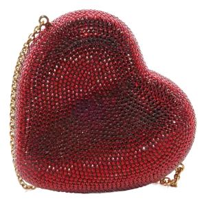 2010s Judith Leiber Red Heart N Soul Crystal Evening Clutch Hand Bag Minaudière