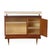 A mid-century modern bar ensemble featuring a mahogany bar and pair of counter stools. The bar showcases an elegant curved...