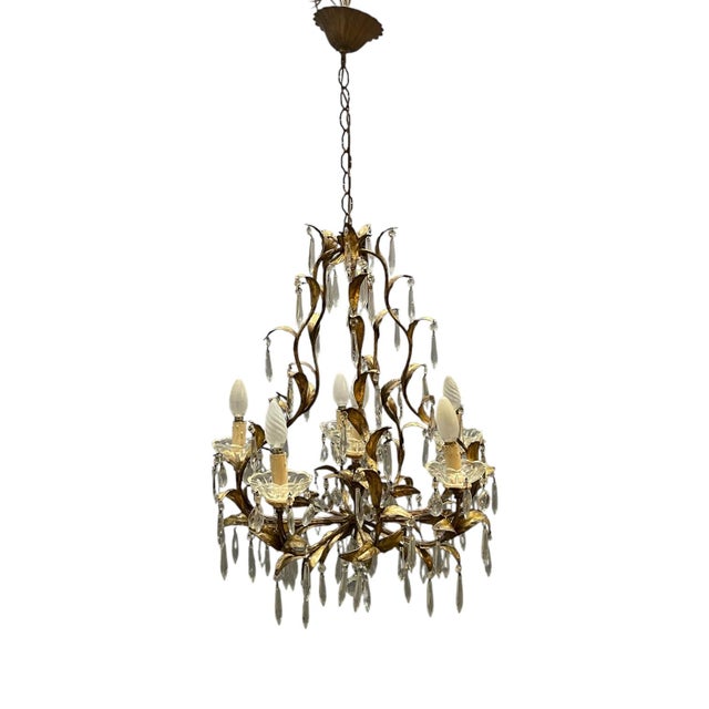 Italian Florentine Tole Chandelier, Italy, 1950s For Sale - Image 12 of 12