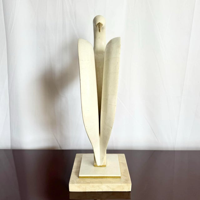 Maitland - Smith Postmodern Tessellated Stone and Brass Maitland Smith Bird Sculpture For Sale - Image 4 of 8