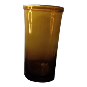 1970s Vidrios San Miguel Amber Recycle Glass Cylinder Vase From Spain