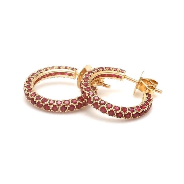Metal 3.09 CTS Natural ruby earrings in 14k gold For Sale - Image 7 of 18