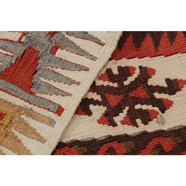 Textile Vintage Geometric Beige Brown and Red Wool Kilim Rug For Sale - Image 7 of 7
