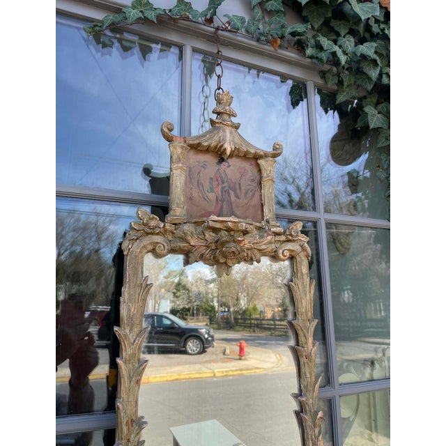 Unusual painted and gilt Chinoiserie mirror dating from the 1950s Great Hollywood regency look