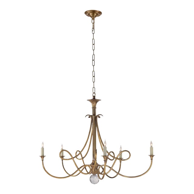 Eric Cohler for Visual Comfort Signature Double Twist Large Chandelier in Hand-Rubbed Antique Brass For Sale