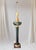 Vintage Green Gold Glass Fluted Genie Marble Base Style Hollywood Regency Tall Table Lamp For Sale - Image 10 of 11